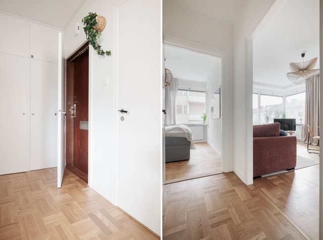Tvåa med dubbla balkonger i Stockholm nära parker och city