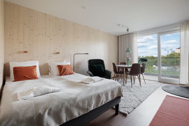 Skandinavisk studio med privat balkong på Kungsholmen, Stockholm