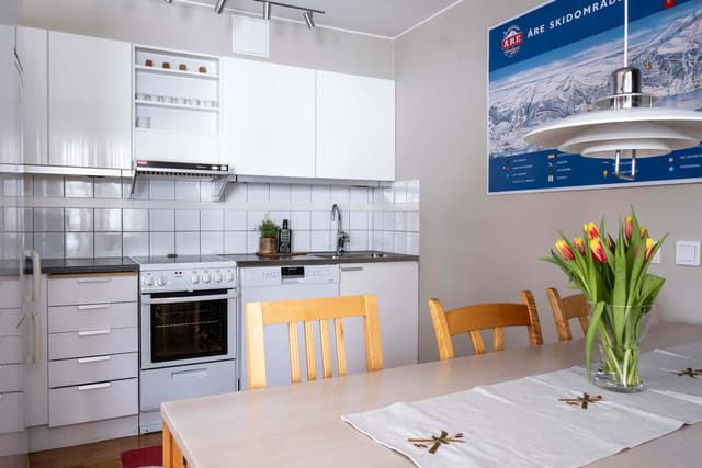 Fjällortslägenhet med privat bastu, ljust vardagsrum, fullt utrustat kök