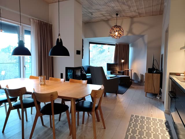 Modern apartment in Åre near the square with fireplace, private sauna, balcony and easy access to ski lifts.